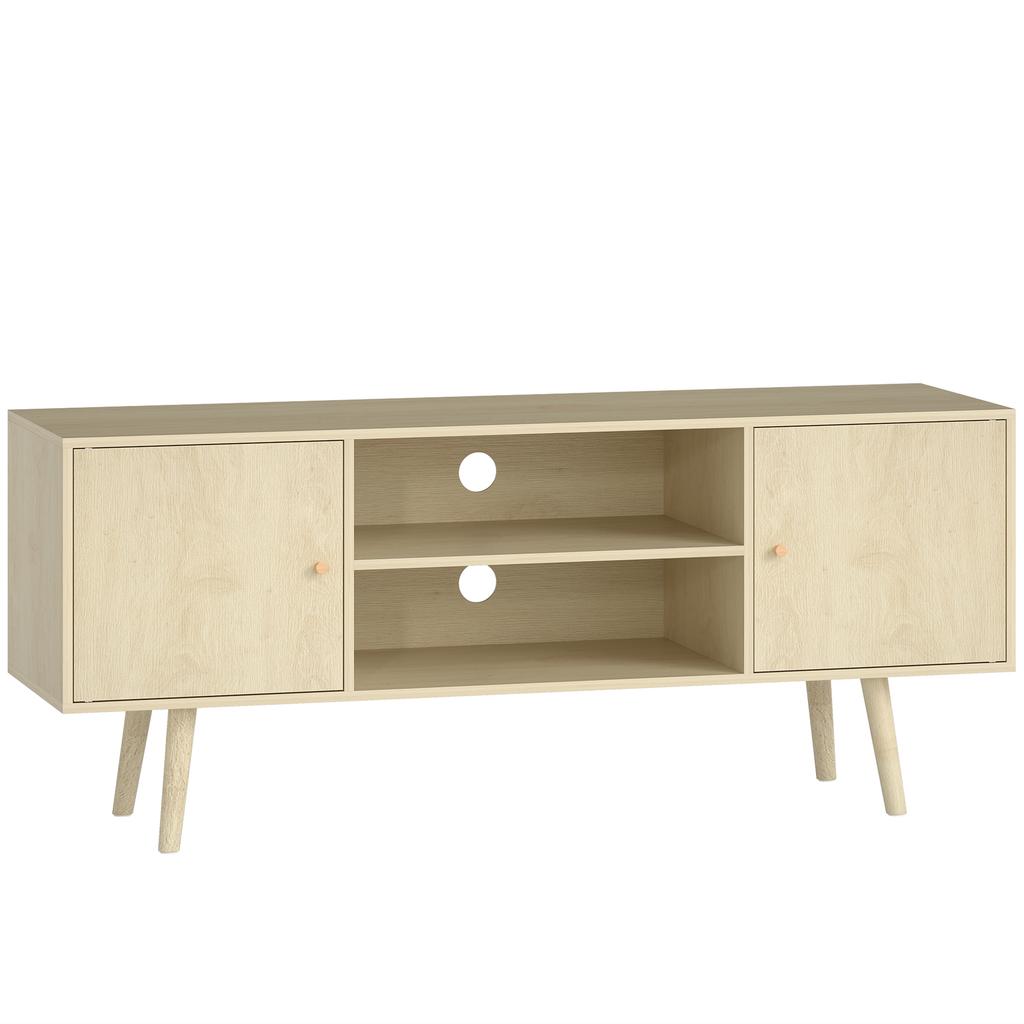 TV Stand TV Cabinet for Televisions up to 55 Inches 2 Cabinets and 2 Open Shelves 120x34x50cm Natural Wood Effect