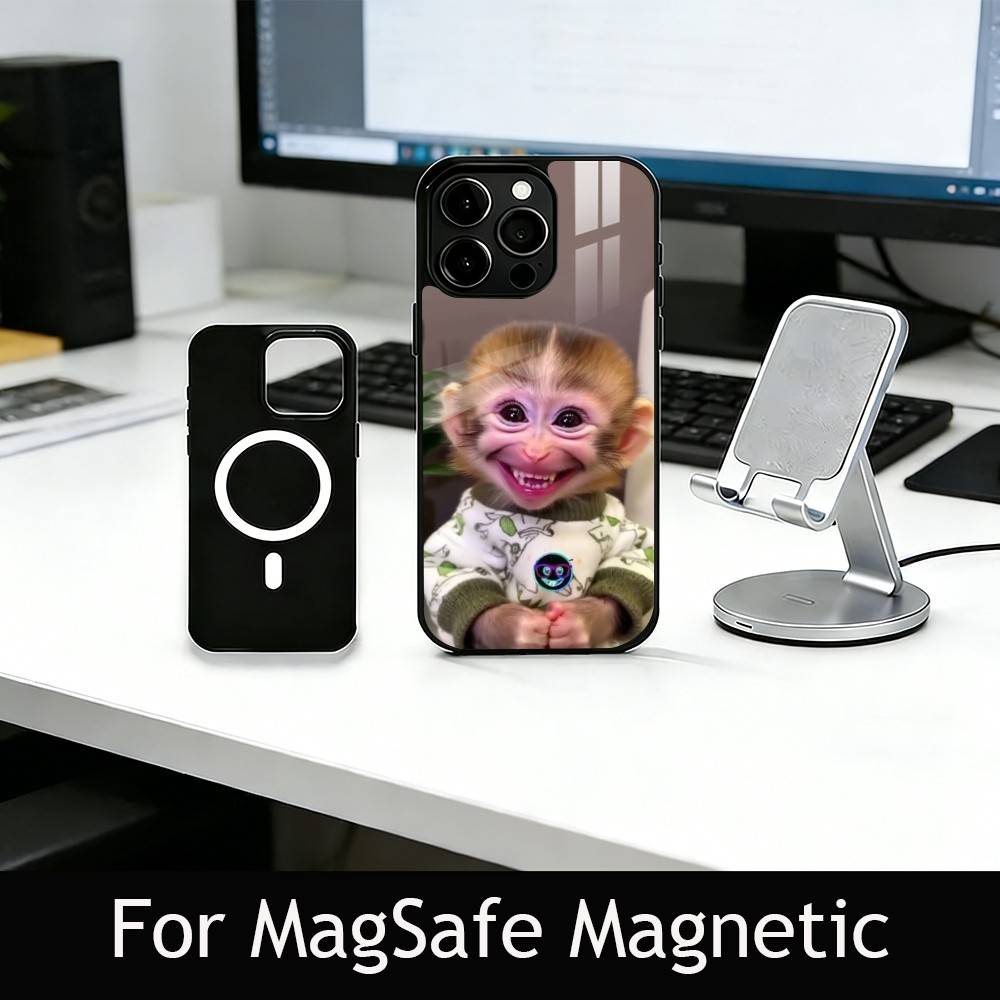 C-Cute F-Funny Monkey Phone Case For iPhone17,16,15,14,13,12,11 Plus,Pro Magnetic with Magsafe Wireless Charging
