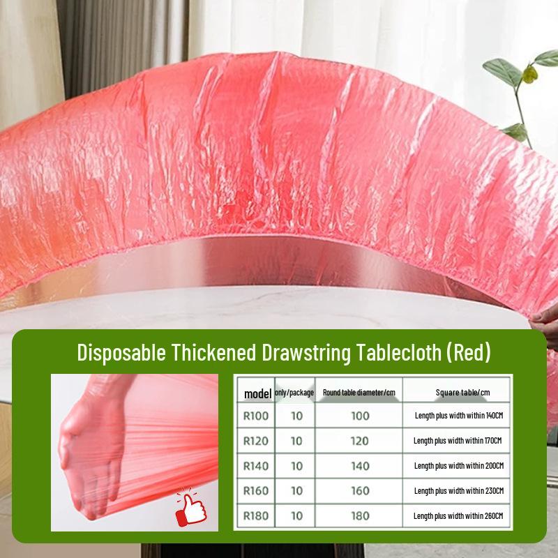 Elastic Waterproof Red Round/Square Tablecloth - Oilproof, Disposable for Weddings 1m Round/1.4m Square