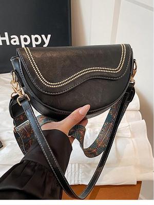 2025 Korean Minimalist Textured Saddle Bag for Women - Fashionable Autumn Shoulder Bag