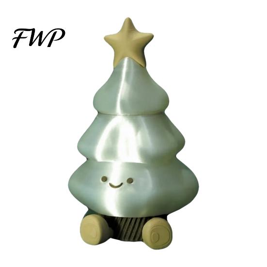 Unique 3D Printed PLA Crafts Christmas Tree Figurine, Cute Smiling Face Storage Decorative for Office Desk Desktop Ornament, Multi-Purpose Toy