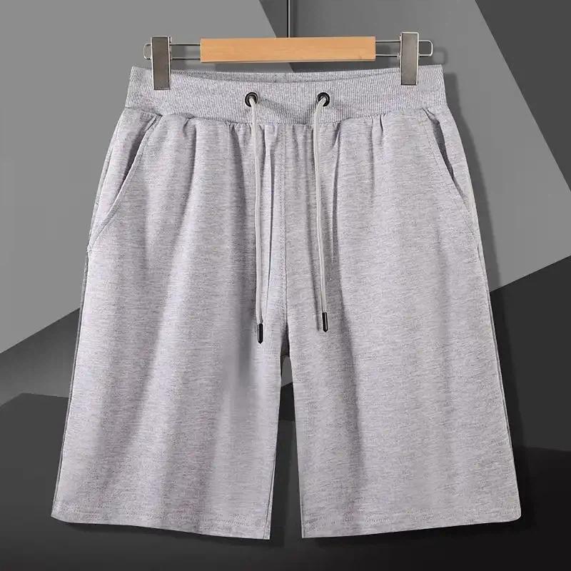 Mens Solid Color Cotton Elastic Waist Casual Shorts