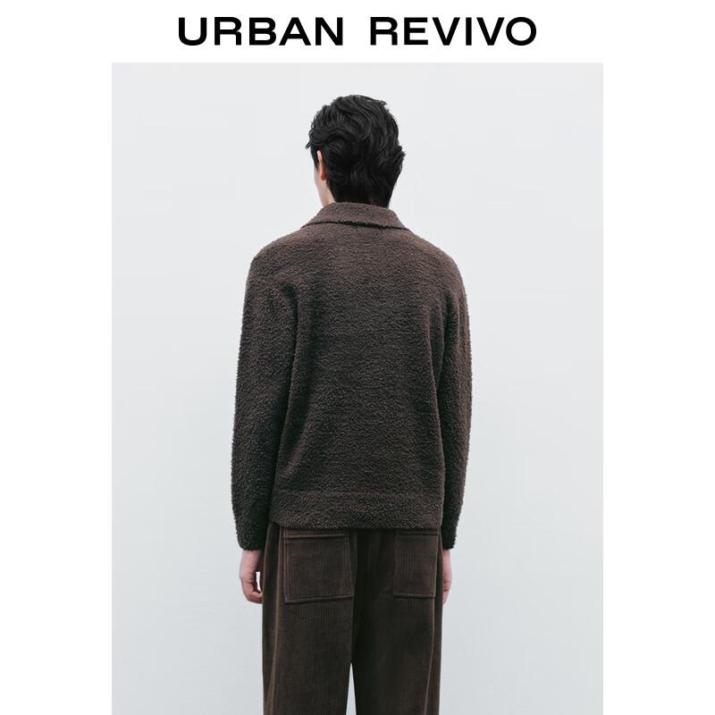 UR Men's Winter Lapel Half-Placket Plush Knitted Sweater