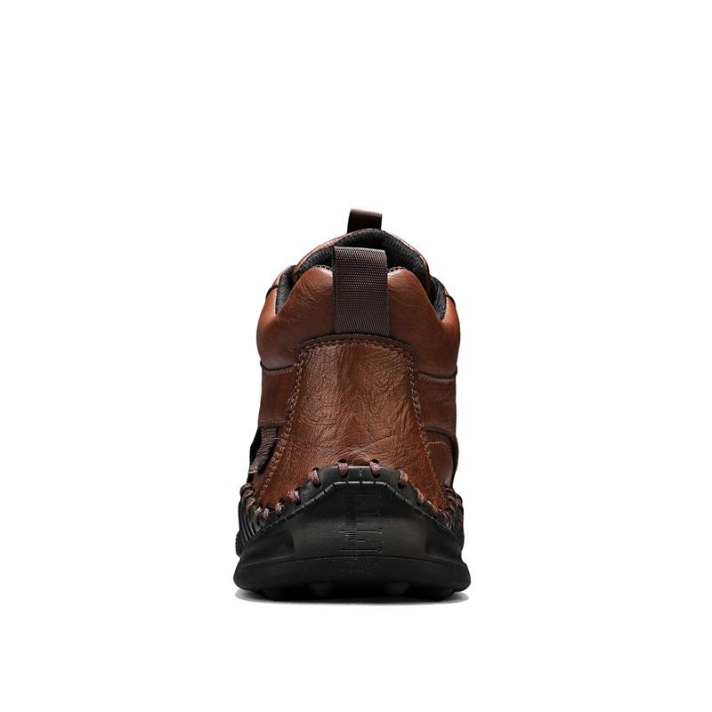Men Shoes Hand-stitching Leather Men Boots Split Leather Casual Leather Shoes Men Ankle Boots