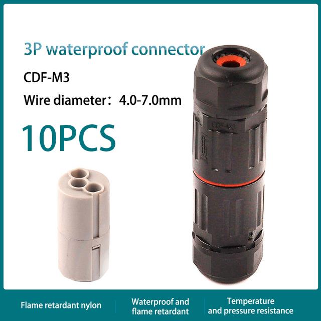 

10 шт. IP68 2/3-контактний водонепроникний прямий з єднувач Електричний дріт Кабельний з єднувач Зовнішня вилка Розетка Клемна колодка Розподільна коробка 10PCS