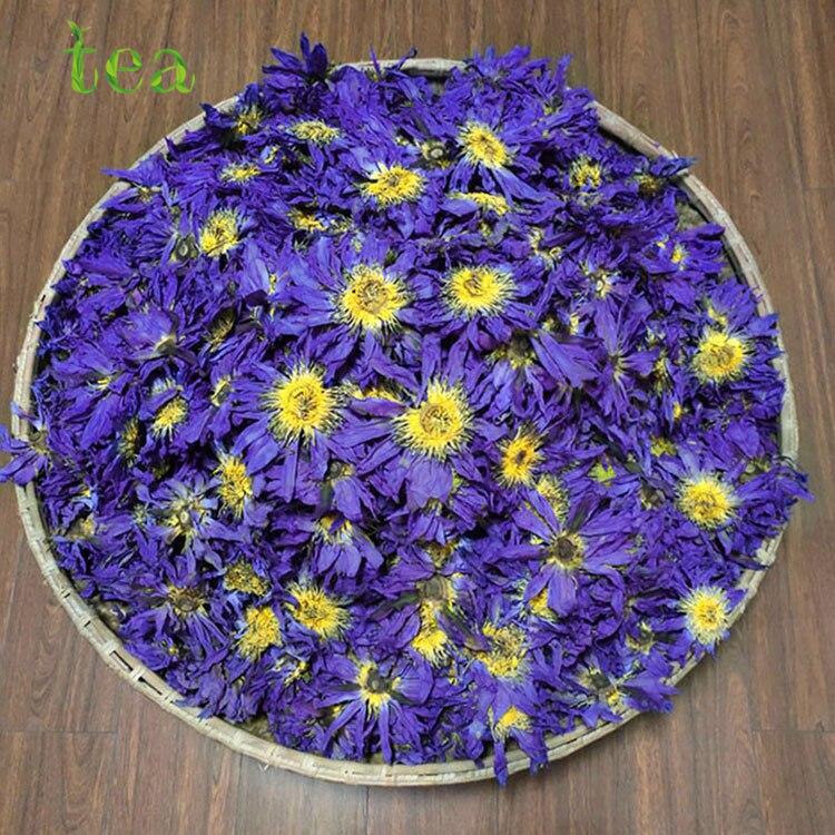 

2023 сушеный рассыпной цветок синего лотоса Nymphaea Caerulea Savigny, натуральный органический цельный цветок египетского лотоса, травяной чай, 50 г