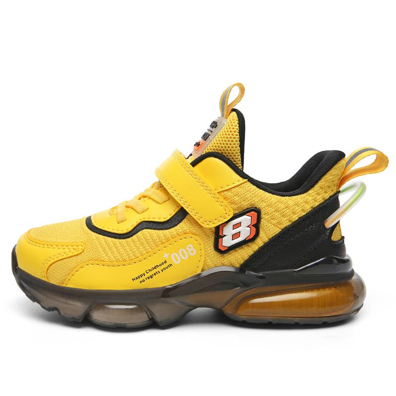 

Детская повседневная спортивная обувь на толстой подошве с сетчатой ​​тканью на липучке Four Seasons для мальчиков и девочек, детские кроссовки на платформе 37 жёлтый