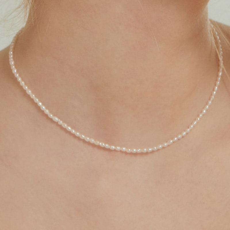 

TATIANA Petit oval pearl necklace_NZ1099 Original Rhodium Plated