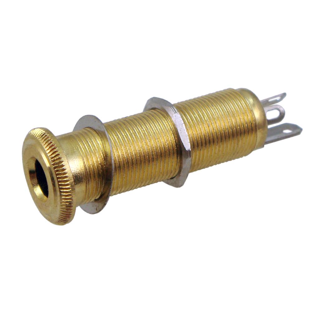 Tooyful 1/4" 6.35mm Mosiężny Gwintowany Cylinder Jack Gniazdo Wyjścia Wejścia do Części Przetworników Gitary Basowej