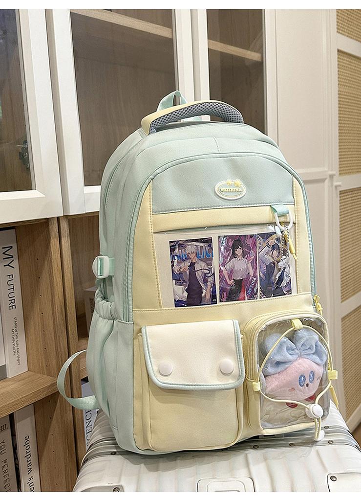 Schoolbag Japanese new high-value fresh and sweet contrasting splicing backpack junior high school students lightweight large-capacity backpack