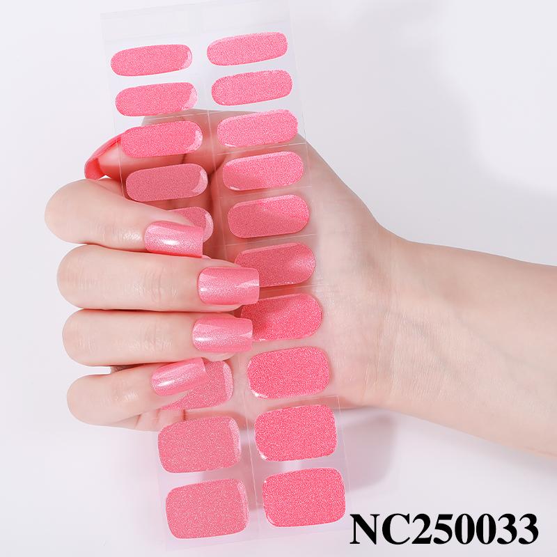 Hot Sell Custom Logo HEMA-Free Gel Polish Nail Stickers New Solid Color Styles Semi Cured Gel Nail Wraps 20 Gel Nail Strips