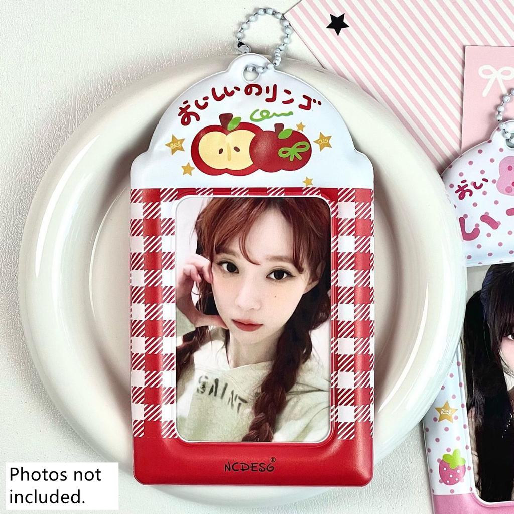 1pc 3 Inch Apple Strawberry Print PVC Photocard Holder Double Side Display Pendant