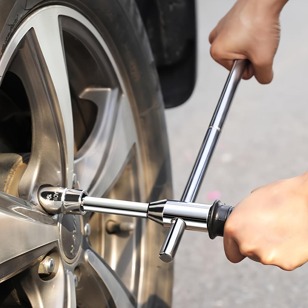 15.75inch/400mm Universal Extended Lug Wrench, 4 Way Tire Iron Nut Wrench Set with Storage Bag Standard Sockets