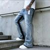 TK Fall American Vintage Textured Washed Blue Relaxed Flared Straight Jeans Teens