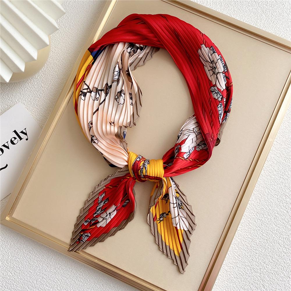 

Весна 70 Плиссированный маленький шелковый шарф: Универсальный декоративный аксессуар в корейском стиле для деловых женщин 70 cm