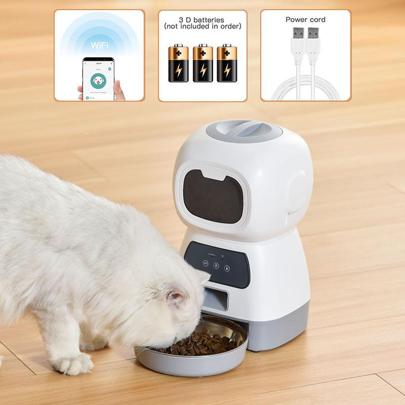 

Wi-Fi Пульт дистанционного управления приложением APP Control Автоматическая кормушка для собак и кошек 3,5 л Диспенсер для сухого корма, подходящий для маленького среднего кормушки для домашних животных