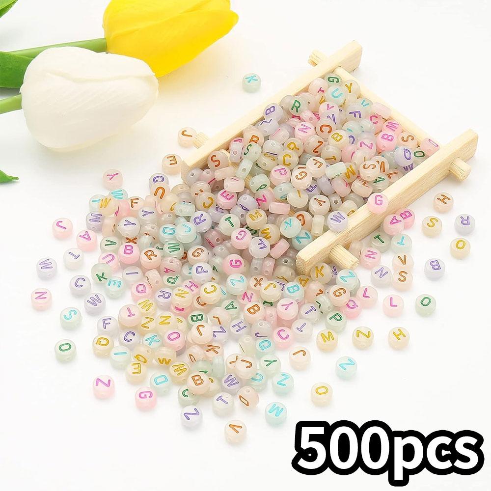 100/300/500 Letter Bead Luminous Acrylic Letter Bead Round 4X7mm Letter Bead Jewelry Discovery DIY Bracelet Necklace Craftsmanship Effect
