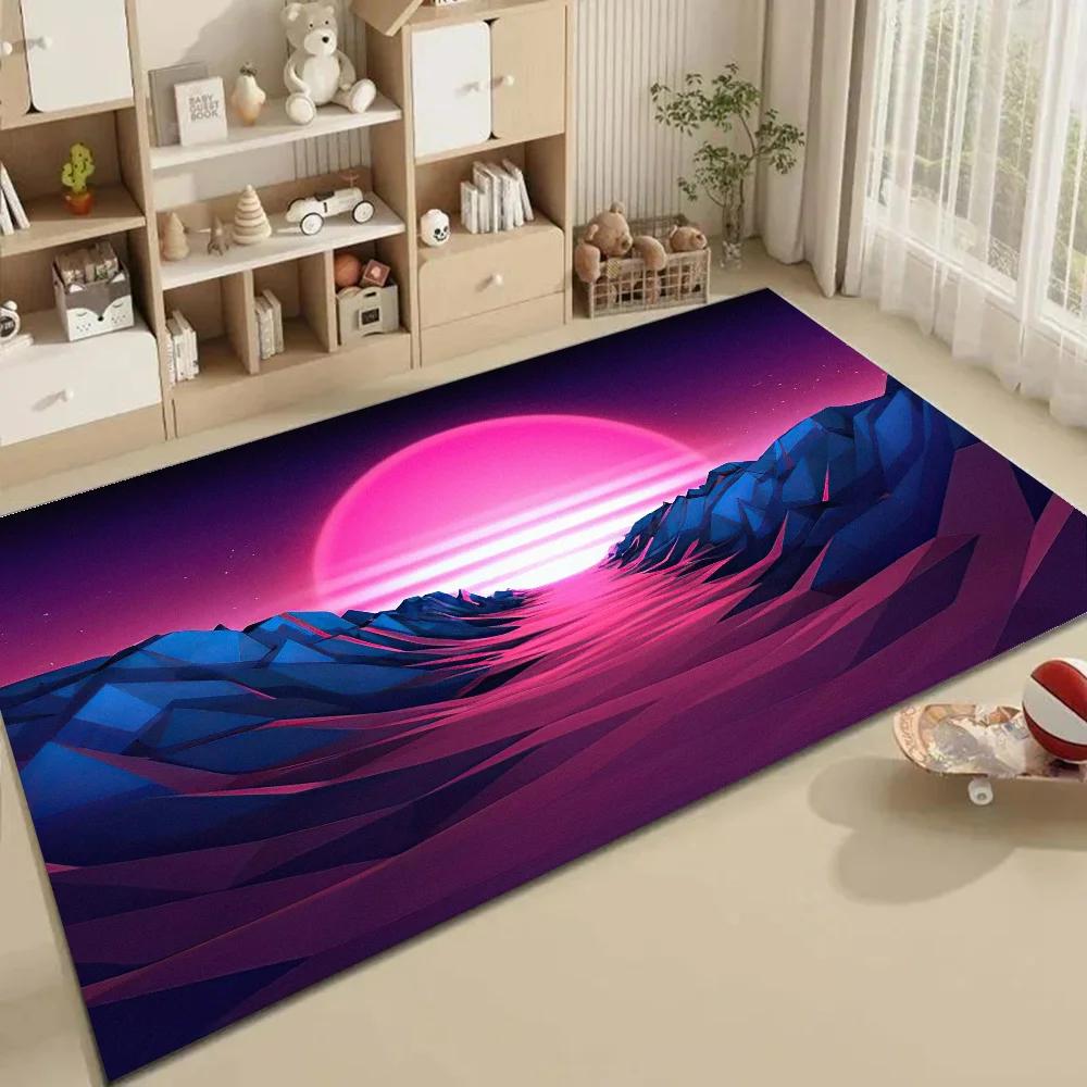 1pc Purple White Wave Gaming Bathroom Absorbent Mats Anti-Slip Mats Home Decor Supplies Carpets Home Kitchen Floor Mats