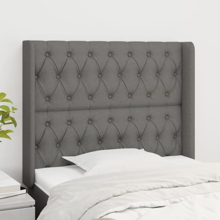VidaXL Headboard with Ears Dark Grey 103x16x118-128 Cm Fabric3119907