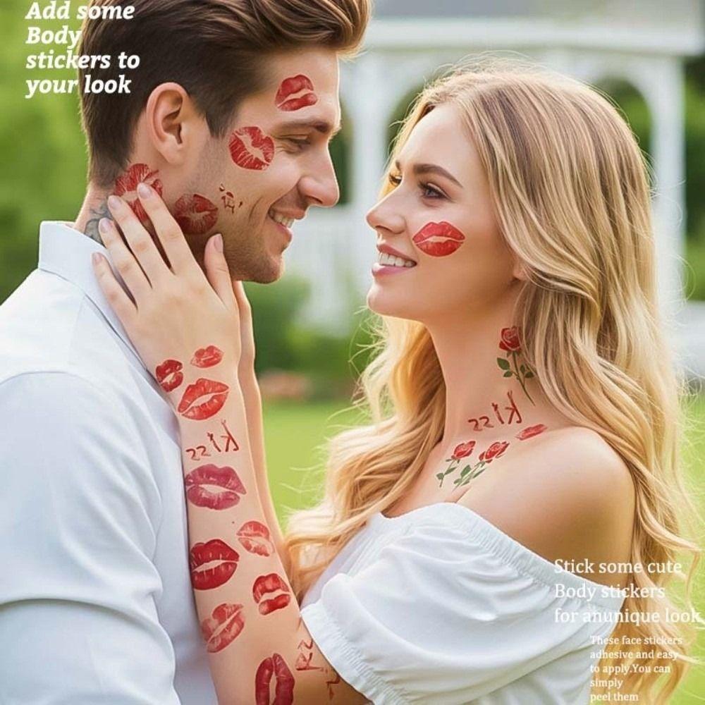 Leopard Print Valentine Day Kiss Lip Stickers Disposable Makeup Stickers Live House