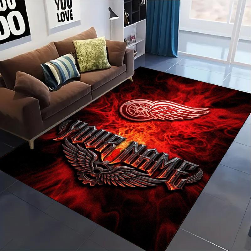Name Custom Detroit Red Wings Carpet Rug for Living Room Bedroom Home Sofa Decoration,Kids Play Non-slip Floor Mat