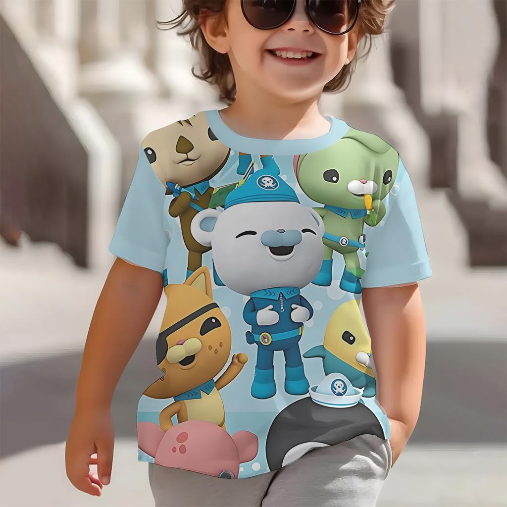 Summer Round Neck 3D Printed Cartoon O-octonauts Pattern Top Fashionable Casual Short Sleeved Children's Boy T-shirts