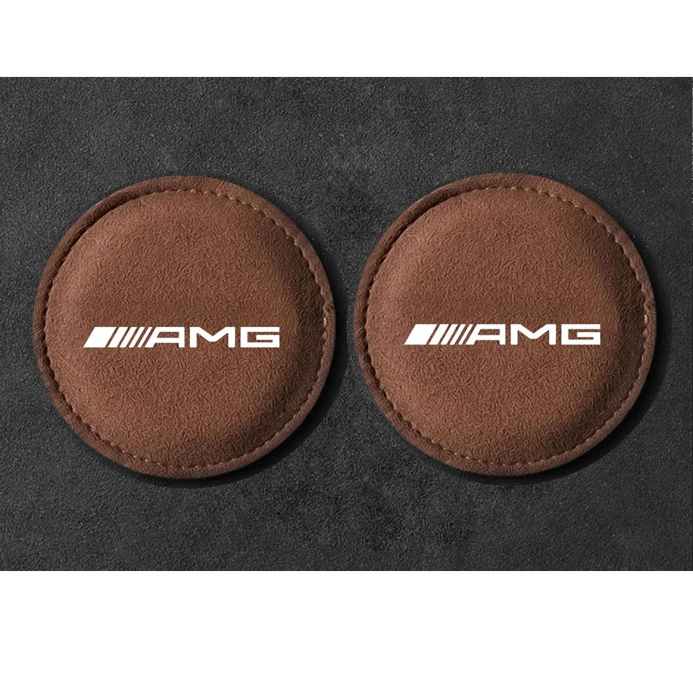 

GLC GLB 2Pcs Car Water Cup Pads suede Anti-Slip Mats Auto Accessories For Mercedes Benz AMG A B C E S Class A180 CLK CLA GLE W2