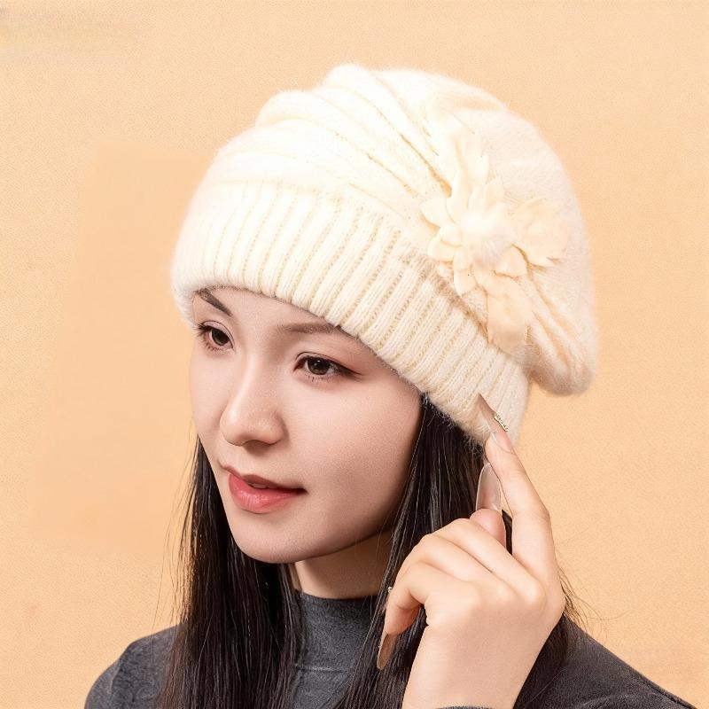 Sombrero de punto con trenzas de masa frita, sombrero de lana cálido, grueso y afelpado, adecuado para protección contra el viento al aire libre en otoño e invierno