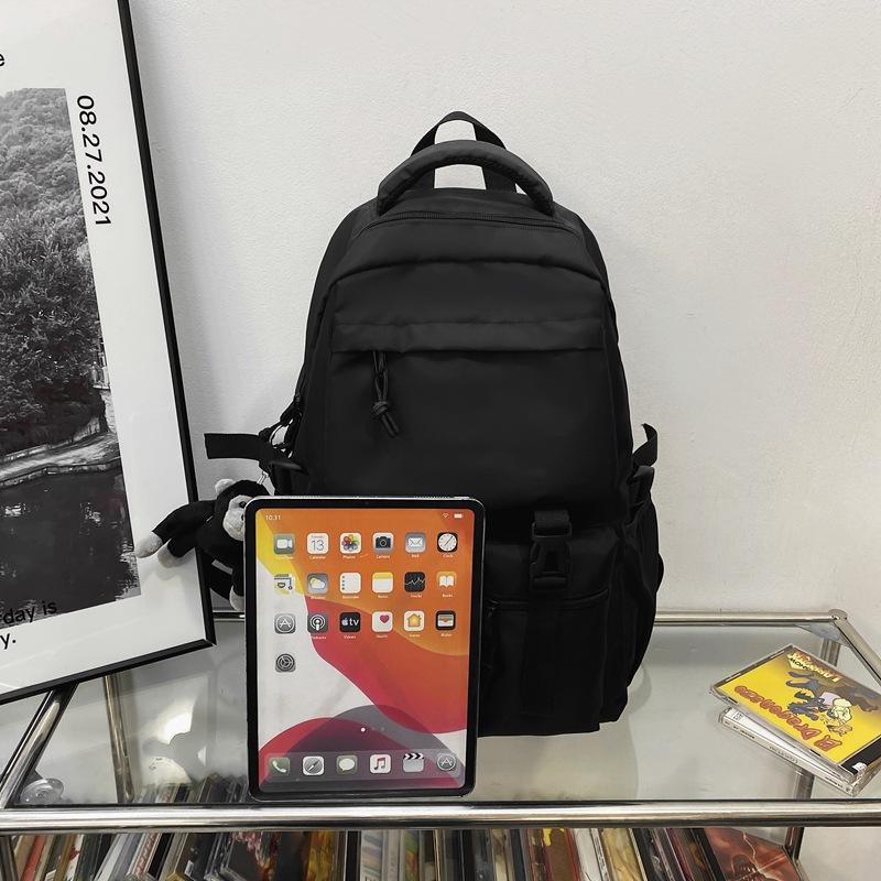 Student Schoolbag College Style New Hong Kong Style Ins Backpack Solid Color Japanese College Student Fashion Backpack Men