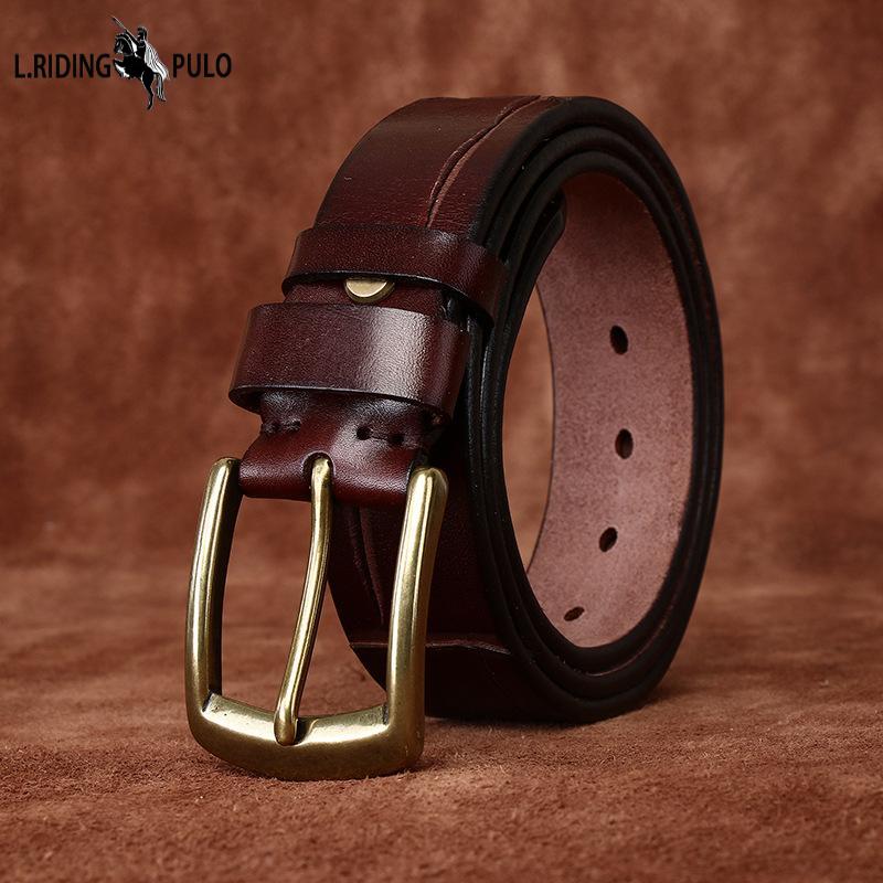 Belt Men's Retro Hand-Made Knife Cutting Leather Pin Buckle Fashion Trendy Unique Thick First Layer Cowhide Man's Belt