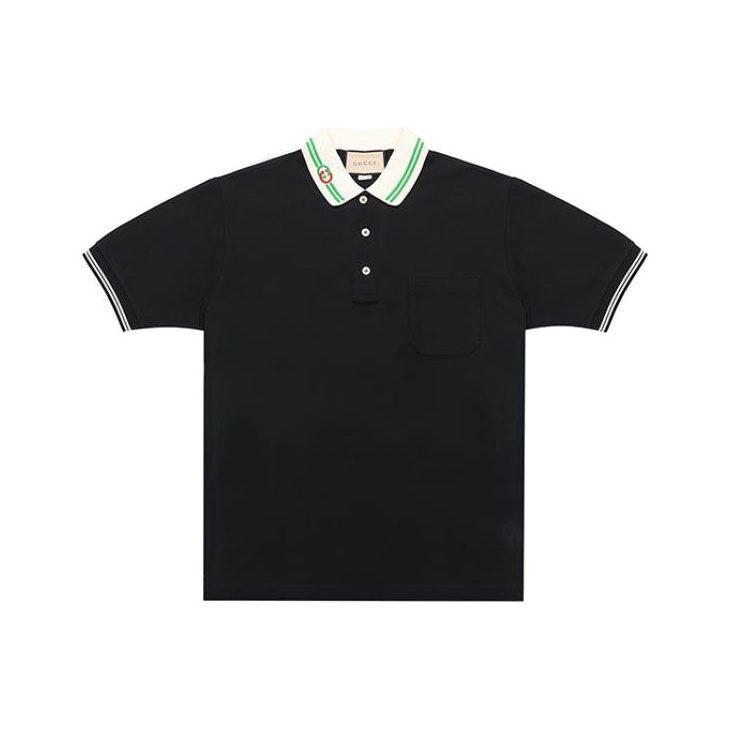 Gucci Men Cotton Piquet Polo With Interlocking G Black 658067-XJDI2-1043