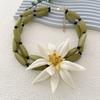 European and American Exquisite Fashionable White Big Flower Double-layer Bamboo Necklace, Personalized and Creative Versatile Woman