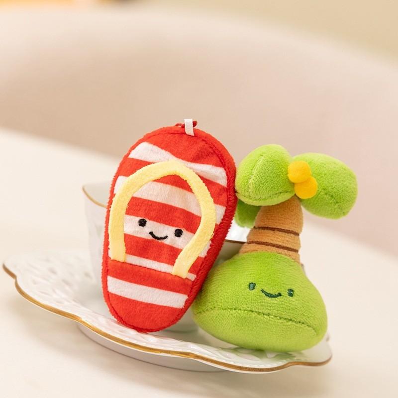 Slippers Fruit Tortoise Shaped Plush Keychain Toy Short Material Doll Gifts