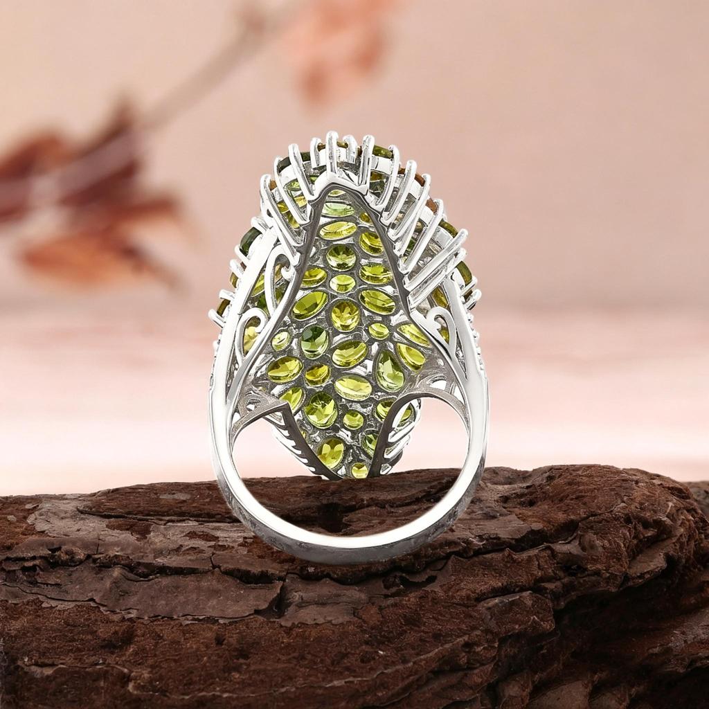 Amazing Luxury Silver 13ct Tourmaline Big Ring Colorful Brazil Gemstones Fine Jewelry for Women Eye's Catching Party Gift