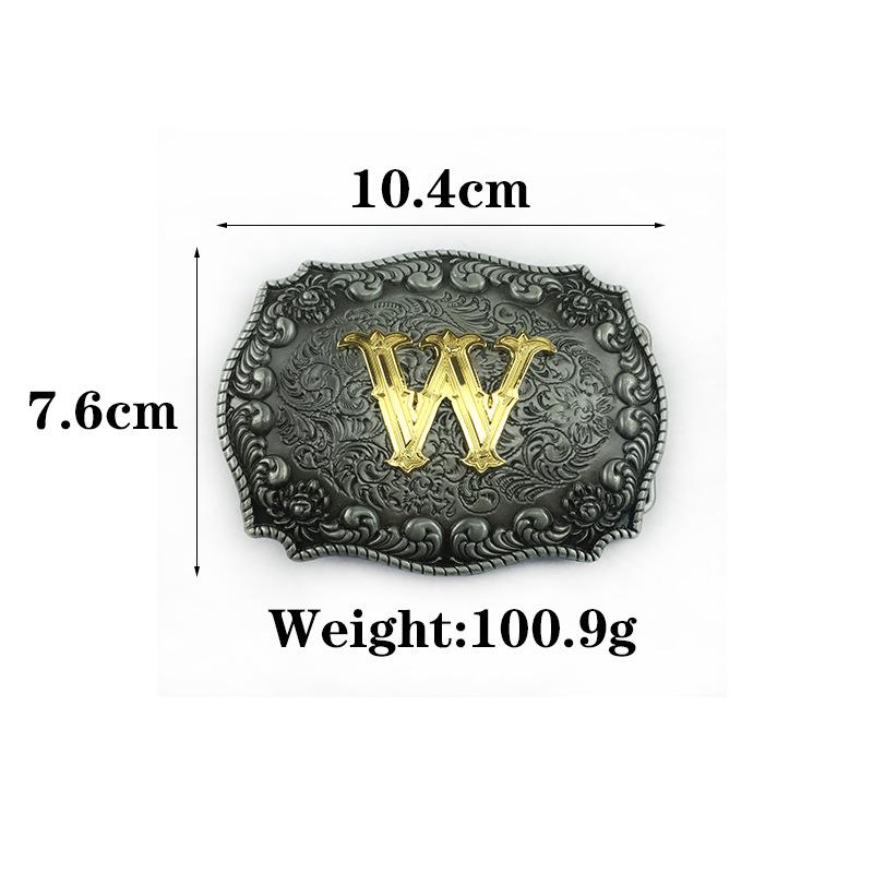 Retro Punk Two-layer Pure Cowhide Smooth Buckle Belt Men's W Letter Whole Leather Belt Jeans Belt