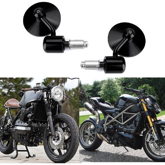 

Universal Black Motorcycle Aluminum Rearview Side Mirrors 7/8 Bar End For Cafe Racer Bobber Cruiser Scooter чёрный