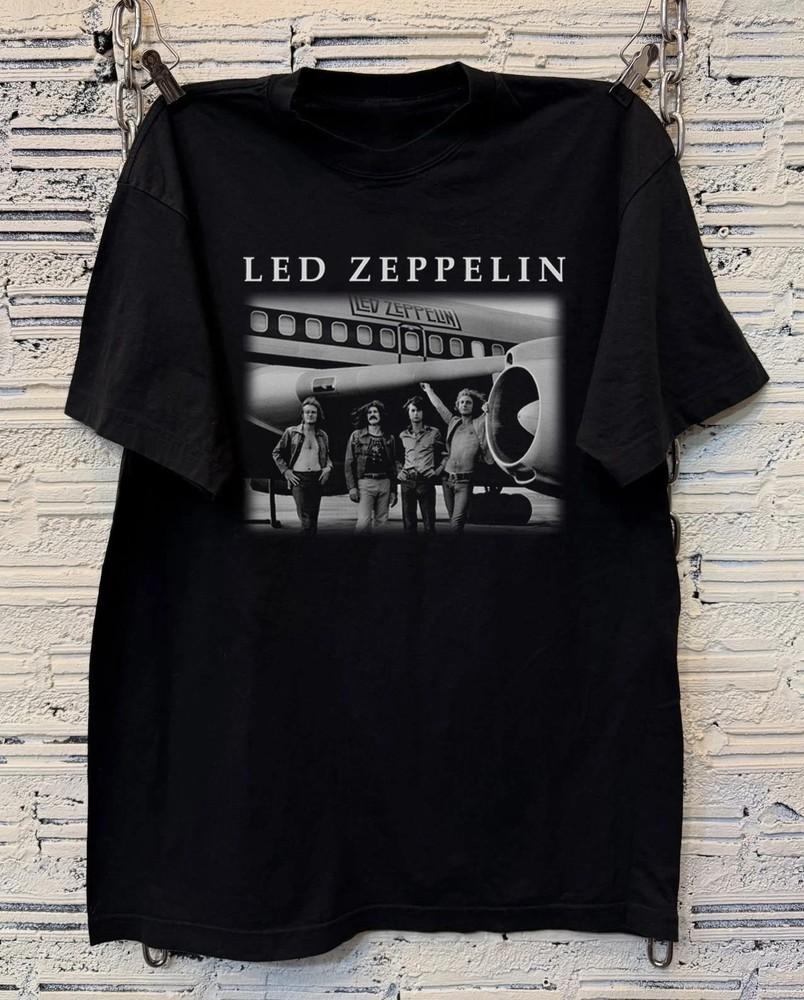 Футболка Led Zeppelin Air Plane Унисекс Черная Хлопковая Футболка Размер S-5XL Унисекс Футболка M