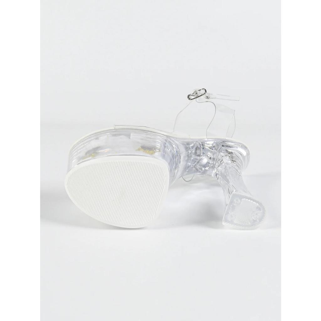 17cm Super High Heel Sexy Cool Slippers New Waterproof Table Transparent Sunflower Model Catwalk Stiletto LFD-13667-Q3