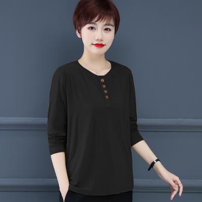 Herbst-Langarm-T-Shirt Damen Neu Einfach und Vielseitig Locker Temperament Oberteil Rundhals-Shirt