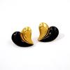 18K Gold Plated Titanium Steel Heart Stud Earrings - Color Block Design, Light Luxury Women's Jewelry.