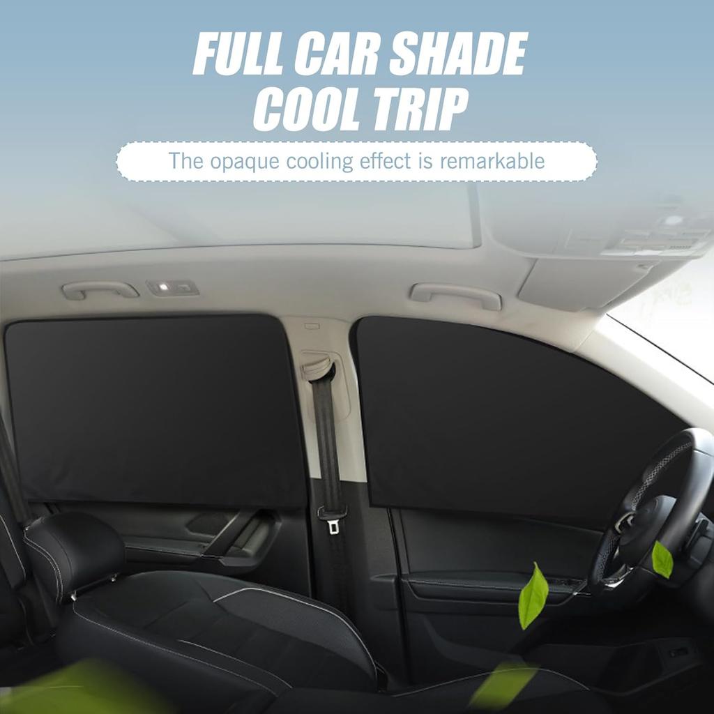 4 PCS Car Side Window Sun Shade Replacement, 3M X 48CM X 62CM Front Side Window Protectors, 80CM X 48CM Vehicle Rear Window Curtain, Universal