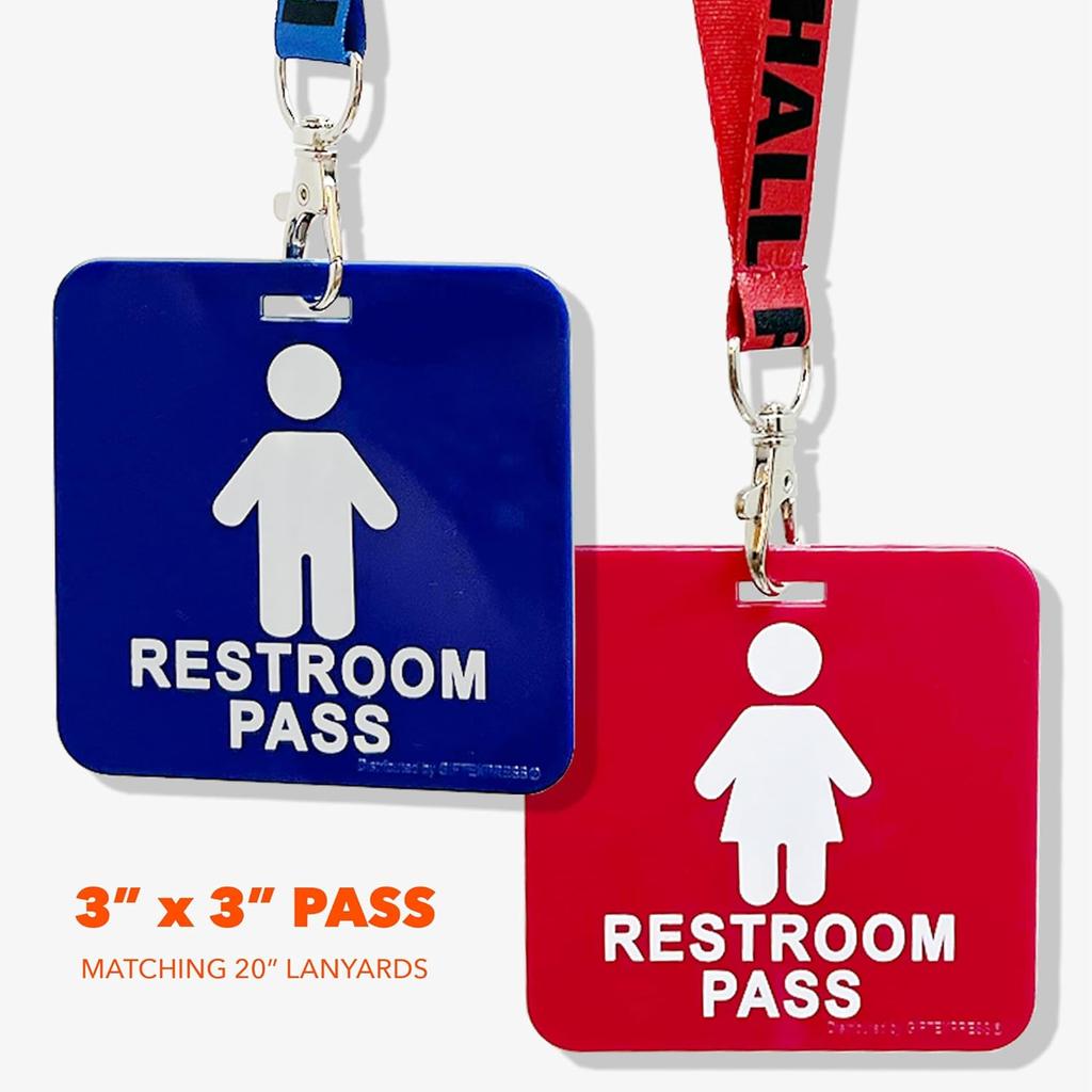 GIFTEXPRESS 12 Piece Hall Pass Lanyards and School Passes Boys and Girl Bathroom Passes