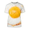 Lustiges Spiegelei Muster T-Shirt für Männer Leckeres Essen 3D Druck T-Shirts Sommer Lässig Rundhals Oberteile Unisex T-Shirts Kurze Ärmel