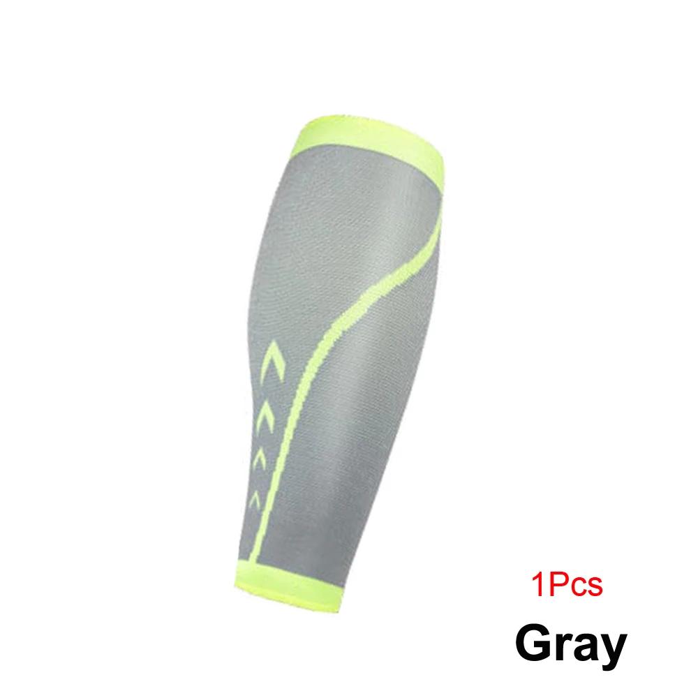 1Pcs Sports Compression Leg Sleeve Basketball Calf Support Running Antiskid Shin Guard Cycling Leg Warmers Sun UV Protection L серый
