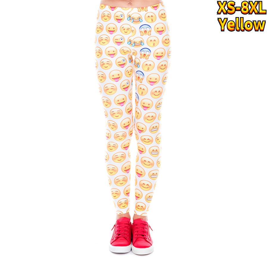 

Жіночі барвисті принти усміхнених облич, стрейч, легінси для йоги, фітнес, біг, тренажерний зал, спортивні активні штани 6XL жовтий