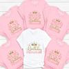 Birthday Princess Bundle Dad Mom of The Girls Birthday Party Tshirt O Neck Tops Short Sleeve White Pink Aesthetic Clothes