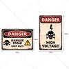 IBOOWU Danger DUST HAZARD Vintage Poster Retro Metal Tin Signs Wall Decor HIGH VOLTAGE Beware Warning Plaques