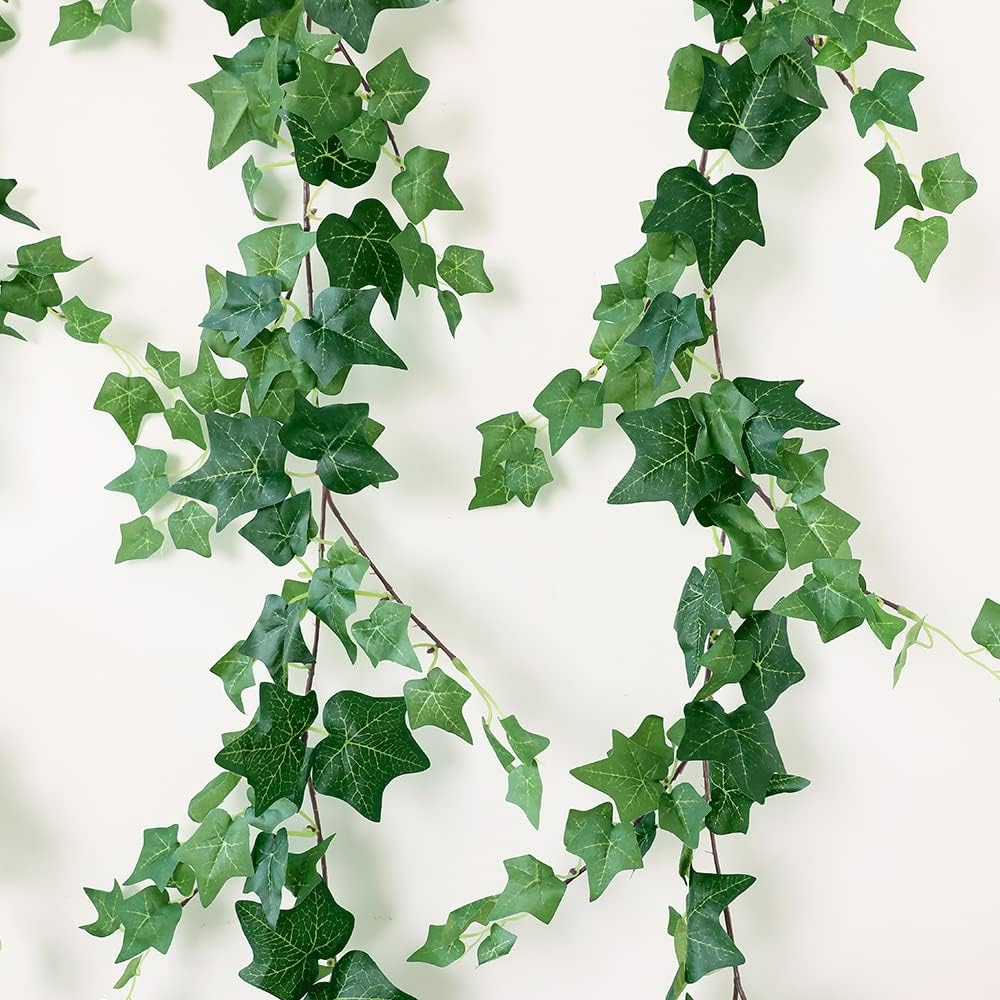 3 Strands Odorless Artificial Ivy Vines Kit, 71" Silk Ivy Garland with Green Leaves, Fake Hanging Plants Greenery Decoration for Bedroom, Windows,