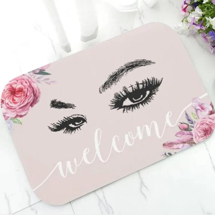 Fashion Rose Gold EyeLash Welcome Mat Bedroom Hallway Entrance Floor Mats Carpet for Living Room Soft Anti-slip Area Floor Rugs