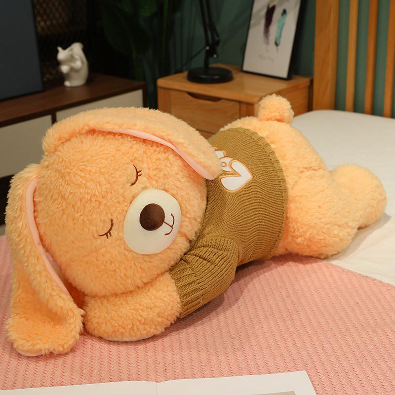Large Cute Rabbit Hugging Plush Toy for Girl's Bed - Sleeping Pillow & Sweater Doll